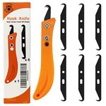 HEADLEY TOOLS Hook Blade Utility Knife, Golf Grip Removal Tool Hook Knife with Blades for Regripping Golf Clubs, Golf Club Grip Hook Blade Knife Orange (7pcs Hook Blades, 1pcs Hook Knife Handle)