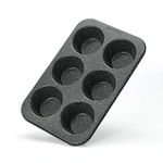 Monfish Jumbo Muffin tin 6 Cup Muffin Mold Cupcake pan Non Stick Black Granite Stone Finish 9cm Cup Muffin pan