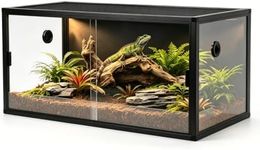 120-Gallon Acrylic Reptile Terrarium 48”x24”x24” – Durable Reptile Tank with Heat-Resistant Aluminum Frame, Smooth Dual Swinging Doors (No Sand/Debris Clogging) – Ideal for Lizards, Snakes & Geckos.