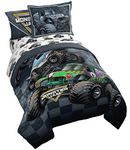 Jay Franco Monster Jam Slash 7 Piece Full Bed Set - Includes Reversible Comforter & Sheet- Bedding Features Grave Digger & Megalodon-Super Soft Fade Resistant Microfiber(Official Monster Jam Product)