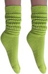 AWS/American Made Slouch Scrunch Socks for Women Knee High Cotton Socks Shoe Size 5 to 10 (Almond Green, 2 Pairs)