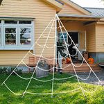 KatchOn, 200" Halloween Spider Web Triangular - Halloween Decorations Outdoor | Large Rope Spider Web with Hook for Halloween Yard Decor, Indoor Haunted House Decor