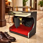 HABIB High Quality and Hevy Electric Shoe Polish Machine, Black, Metal and Plastic Construction, Heavy Duty, with Shoe Cream Dispenser and Back Board, Professional Style, for Hotels, Resorts, Offices