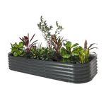 Vego Garden Raised Garden Bed Kit, 17’’ Tall 10 in 1 Modular Metal Raised Garden Beds Kit, Aluzinc Metal Planter Box for Vegetables, Flowers, Herbs, Modern Gray