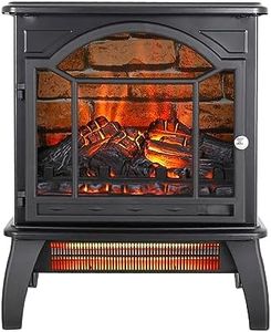 18" Electric Fireplace Stove Heater, Indoor FreeStanding Electric Fireplace, Small Portable Fireplace, 3D Realistic Flame Effect with 4 Adjustable Brightness, 1-9H Timer, Brick Wall Style