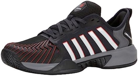 K-Swiss Men's Pickleball Supreme Shoe, Jet Black/Steel Gray/Spicy Orange, 11 M