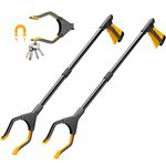 YAUNGEL 2 Pack Grabber Reacher Tool, 81cm/32in Foldable Pickup Tool with Magnetic, Lightweight Aluminum Reaching Aid with Rubber Gripper, Long Arm Extender Gifts for Elderly