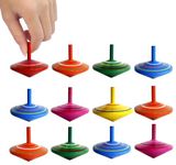 MONKEYTAIL Spinning Wooden Top Toy - Large - Birthday Return Gift - Lattu | Bhawra | Lattoo |Chakri | Buguri |Bongaram (Set of 12)