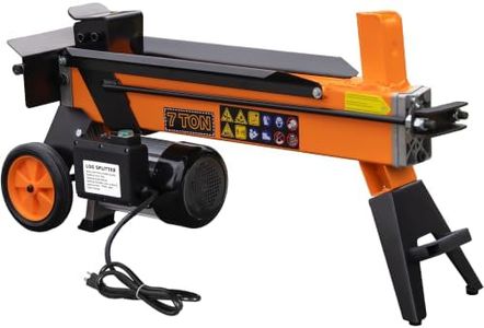 PPOLB 7 Ton Electric Wood Splitter, 15Amp Hydraulic Log Splitter, Portable Electric Log Splitter for Firewood, Compact Horizontal Wood Splitter for Backyard, Garage, Cabin - Orange