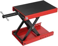 GarveeTech Motorcycle Lift Scissor Jack Steel Wide Deck Hoist Crank Center Stand, Motorcycle Stand with 1100 LBS for ATVs, Dirt Bikes and Motorcycles Red