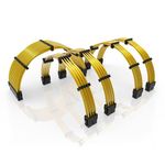 LINKUP - 30cm PSU PC Power Extension Cable Metallic Sleeved Silicone Coated Soft & Flexible to Route Custom Mod GPU & CPU w/Comb Kit┃1x 24P (20+4)┃2x 8P (4+4) CPU┃2x 8P (6+2) GPU┃300mm - Gold