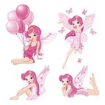 decalmile Pink Fairy Girls Wall Decals Butterflies Wall Stickers Peel and Stick Removable Vinyl Wall Art for Girls Room Nursery Kids Bedroom