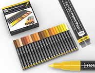 Acrylic Paint Pens 22 Assorted Yellow And Brown Pro Color Series Specialty Markers Set 0.7mm Extra Fine Tip for Rock Painting, Glass, Mugs, Wood, Metal, Canvas, DIY Non Toxic, Waterbased, Quick Drying