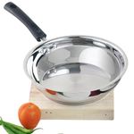 Vinod Stainless Steel Frypan - 22 cm | Skillet Pan for Frying | SAS Bottom | Cool Touch Bakelite Handle | Induction and Gas Base| 2 Year Warranty - Silver