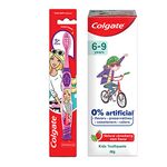 Colgate Kids Cavity Protection Toothpaste For 6-9 Years, 80G, Natural Strawberry Mint Flavour, 0% Artificial, With Colgate Barbie Extra Soft Bristles Toothbrush (5+ Years)