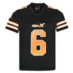 Mens Oversized T-Shirt American Football Style Top Jersey 100% Polyester Team Shirt (Black and Orange, XXL)