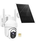 4G LTE Cellular Security Cameras Wireless Outdoor With SIM Card No WiFi 2K 360° View Solar Battery Powered Cameras for Home Security Outside Color Night Vision Motion Detection IP65 SD/Cloud Storage