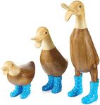 GUTE Duck Yard Decorations Yard Art Garden Puddle Ducks with Blue Spotted Wellies Boots, Set of 3 - Garden Decor Statues, Duck Figurine Statue - Waterproof Indoor & Outdoor Lawn Gnome Ornament