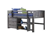 Donco Kids Louver Panel Modular Low Loft Bed in Antique Grey Finish - Combo Set C