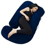 OYO BABY Pregnancy Pillows for Women J-Shape Full Body Pillow | 360° Maternity Support for Back, Hips, Legs & Belly | Maternity Pillow | Removable Washable Velvet Cover (Royal Blue)