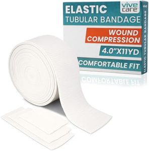 Vive Care Elastic Tubular Bandage - (4.0" x 33 Feet) Stockinette Tubing for Arm & Legs - Stretch Cotton Compression Sleeve for Wound Care - Fabric Mesh Tube Gauze for Support