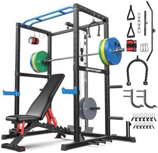 Sportsroyals Power Cage,1600lbs Multi-Function Power Rack with Adjustable Cable Crossover System and More Training Attachment, Home Gym