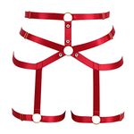 PETMHS Women Strappy Harness Garter Belt Stockings Elastic Adjusted Suspender Belts Punk Gothic Body Caged (Wine Red)