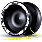 MAGICYOYO V3 Responsive Yoyo for Kids Beginner, Professional Yoyo with Replacement Unresponsive Yoyo Bearing for Advanced Yoyo Player+ 12 Yoyo Strings+ Removal Tool+ Long Axle+ Yo Yo Bag (Black)