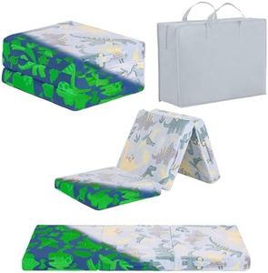 Givjoy Foldable Floor Mattress for Kids, Glow in The Dark Toddler Washable Tri Folding Floor Nap Mat for Sleeping Daycare, Child Trifold Futon Sofa Bed with Storage Bag for Girls and Boys