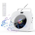 Gueray CD Player for Home Bluetooth Desktop CD Player with Speakers Headphone Jack FM Radio Boombox with Remote Control Support Alarm Clock Timer USB AUX TF Card Playback