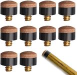 10 Pcs Screw on Tips 10 mm Replacement Cue Tips for Pool Cues and Snooker,Pool Cue Tips Replacement Tips Billiard Snooker Tip Hard Leather Screw-on Tips for Pool Cues and Snooker(Brown)