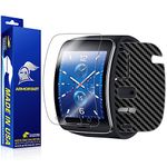 ArmorSuit MilitaryShield - Samsung Gear S Screen Protector + Black Carbon Fiber Full Body Skin Protector / Front Anti-Bubble Ultra HD - Extreme Clarity & Touch Responsive Shield with Lifetime Free Replacements - Retail Packaging