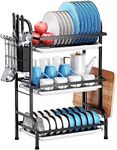 YOZOTI Dish Drying Rack for Kitchen, 3 Tier Dish Racks Kitchen Counter Dish Drainers, Large Capacity Dish Strainers with Drain Board Tray Utensil Holder for Countertop Organizer Storage Space Saving