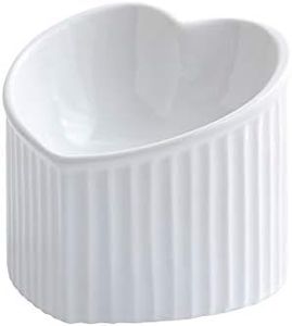 White Ceramic Raised Cat Bowls, Tilted Elevated Food or Water Bowls , Stress Free, Backflow Prevention, Dishwasher and Microwave Safe, Lead & Cadmium Free