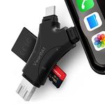 SD Card Reader for iPhone / iPad / Android / Mac / Pcs,Vwarthkt Trail Camera 4 in 1 Micro SD Card Reader Viewer with Dual Slots,Plug and Play,No App Needed