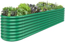 FRIZIONE 9FT(L)×2FT(W)×2FT(H) Galvanized Raised Garden Bed Outdoor, 9 in 1 Adjustable Metal Raised Garden Beds for Flower, Raised Planter Box Outdoor for Herb, Vegetable - Dark Green