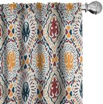 Ambesonne Boho Curtains, Chevrons Strips and Dots with Hearts Vintage Like Print, Window Treatments 2 Panel Set for Living Room Bedroom, Pair of - 28" x 84", Orange Burgundy