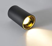 CITRA 6W LED Indoor Outdoor Ceiling Lamp Round Drum Cylinder Black Gold Wall Light 4000k Waterproof (Natural White)