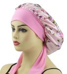 Large Silk Bonnet Sleep Caps for Women Curly Hair, Girls Satin Bonnets with Tie Bands Hair Cover Night Cap for Sleeping Curls