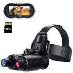 BUTXET Head-Mounted Night Vision Goggles with 32GB SD Card, 2.7" Screen, 984FT Infrared Viewing, Rechargeable Battery Powered Binoculars for Adults, Hands Free Night Vision Binoculars Goggles