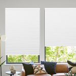 Cordless Cellular Shades for Windows and Doors- No Cord Total Blackout Honeycomb Blinds, Heat and Harmful UV Rays Insulated For Home Office, Customize Large Mini Size, White-Blackout, Size 36"W x 48"H