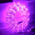 DINGFU 33ft 240 LED Rope Lights,110V 2 Wire Connectable Waterproof Rope Lights,Indoor Outdoor Purple Light Rope for Deck, Patio, Pool, Camping Lighting Decorations (Purple)