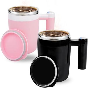 KittBabby Self Stirring Coffee Mugs Set of 2, Rechargeable Cups, BlackPink