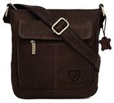 J. Wilson London 100% Pure Genuine Real Nappa Leather Handmade Mens Leather Flapover Everyday Crossover Shoulder Work iPad Messenger Bag (Distressed Dark Brown)