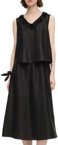 GOELIA Xiang Yun Silk Dresses for Women Women's Casual Summer Sleeveless Midi Dress 18MM Gambiered Canton Gauze Floral Maxi Dress Business Work Office Tea Party Vacation Sundress for Party Cocktail
