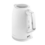 Innoteck Kitchen Pro 1.7L Electric Kettle - White Ridged Textured Body & Stainless-Steel Accents - BPA-Free Hot Water Boiler with Auto Shut-Off - Boil Water Quickly for Preparing Tea, Coffee