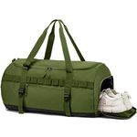 Lyweem Sports Gym Bag Men - Large 60L Tactical Travel Duffle Bag with Shoe Compartment Women, Weekender Backpack, Overnight Duffel Bag, Green