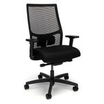 HON Ignition 2.0 Mid-Back Adjustable Lumbar Work Chair - Black Mesh Computer Chair for Office Desk, Black Fabric (HONI2M2AMLC10TK)