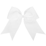 Jumbo Cheer Bows White Hair Bow Clips 8 Inch Big White Bows for Girls Hair Women Cheerleading Bows Softball Team Bows Cheerleader Hair Bows for Halloween Costumes Festivals Birthdays Photoshoots