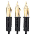 Set of 3 Jinhao 100 Fountain Pen Medium Nibs with Black Section Feed Gold Trim-Compatible with Jinhao 100, X350, X850, 9036, 9065, 9016